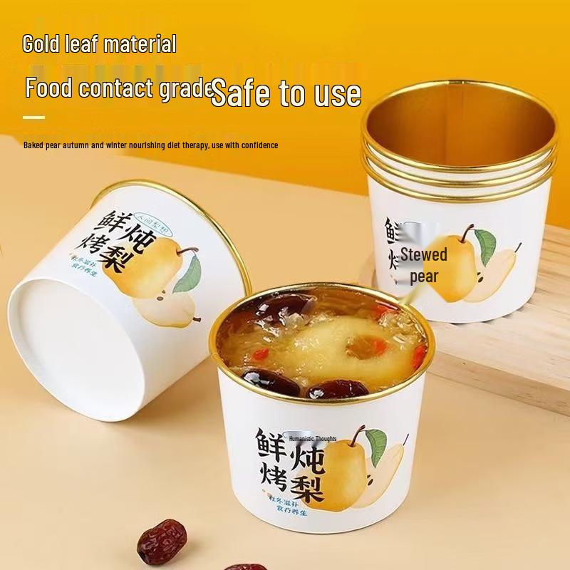 COFLYEE Disposable Roasted Pear Dessert Cups with Lids