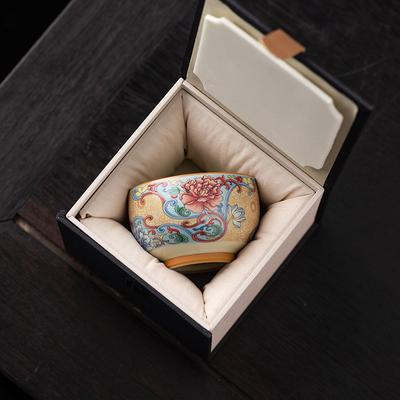 Full Color Yellow Ru Kiln High-end Master Cup Gold Silk Silver Thread Retro Tea Cup Tea Bowl Light Luxury Business Gift Souvenir