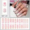 European & American Style French Manicure Bow Flower Nail Tips - 24 Detachable False Nails