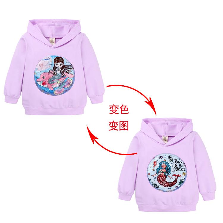Girls Glitter Long Sleeve Hoodie with Reversible Sequins for Spring Autumn 90