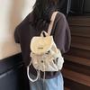 Korean version of casual art canvas schoolbag fashion nylon drawstring backpack 2025 summer new fashion simple solid color
