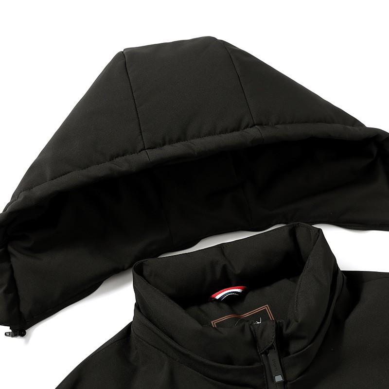 Mens Detachable Hooded Down Jacket Winter Thick Casual Outerwear Solid Color Plus Size