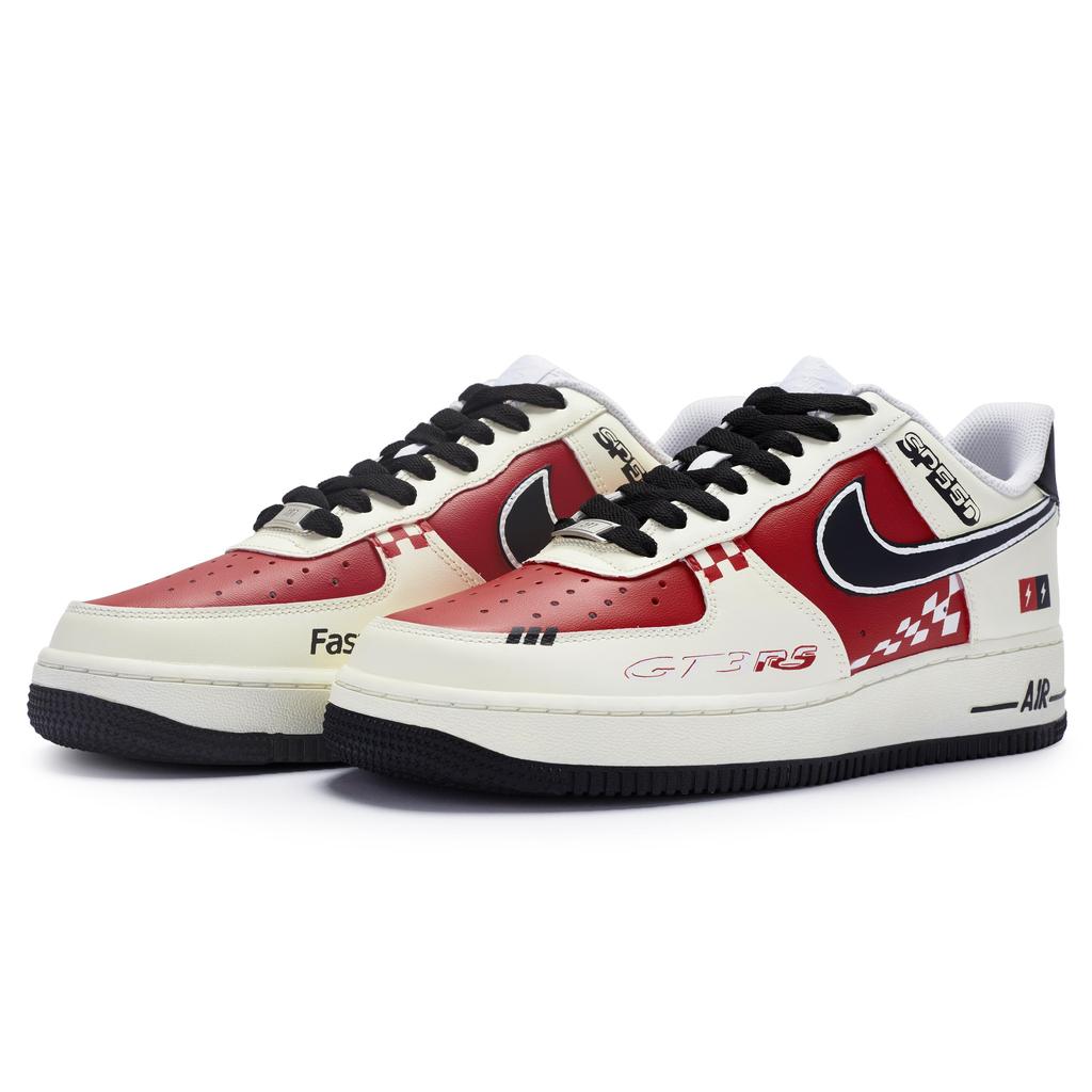 Nike Air Force 1 07 Slip Resistant Abrasion Resistant Low top Skateboard Shoes Men's Red White CW2288-111(Team80-GT3)