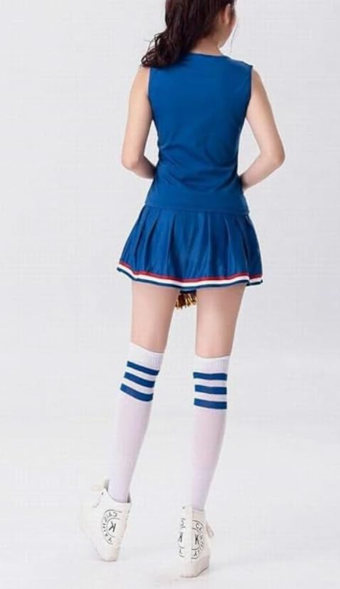 [Anfang] Miniskirt Cheerleader Cosplay Costume (Blue, XXXL)