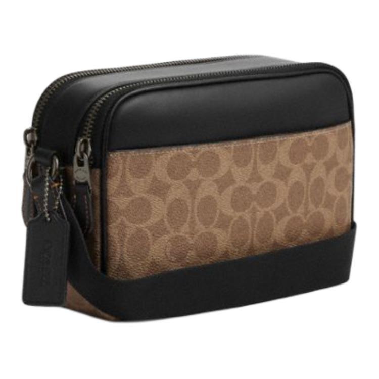 Coach Graham Artificial Leather With Cow Leather Shoulder Bag, Crossbody Bag Medium Men's Brown & Yellow & Black CV921-QBNRX