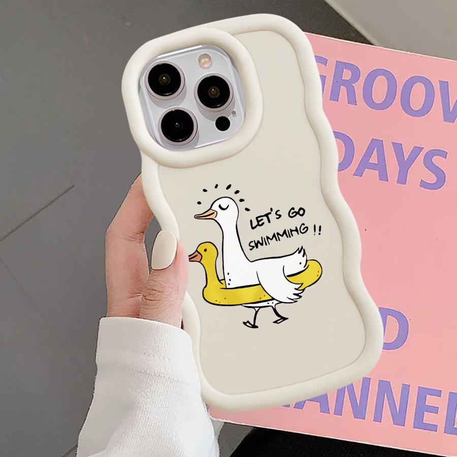 Cartoon Duck Soft Phone Cover Case for iPhone 18 17 Air 14 11 12 13 8 XR 15 Plus 16 Pro Max