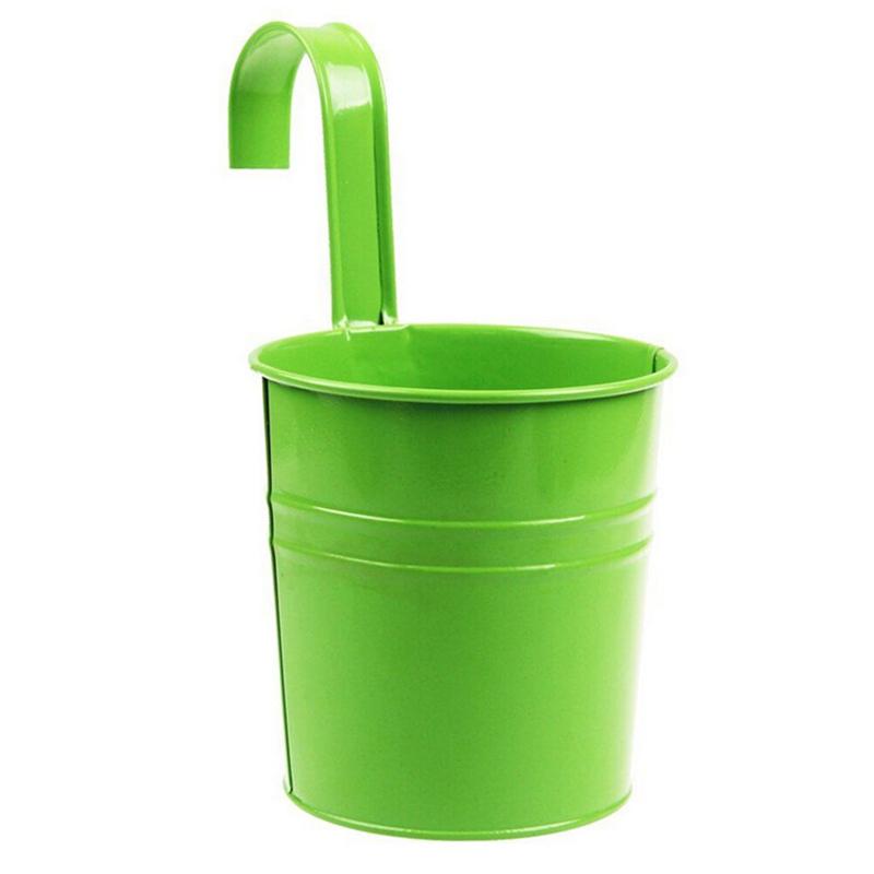 10 Colors Metal Iron Flower Wall Hanging Flower Plants Pot Hook Bucket Tin Garden Planter Pots Balcony Hanging Succulent Basket