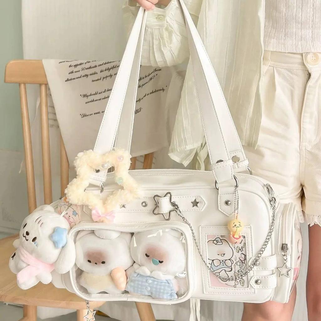 New Y2k Star Chain Ita Bag Cute Girl Comic Exhibition Transparent Shoulder Bag Large Capacity Crossbody Bag DIY Display Handbags