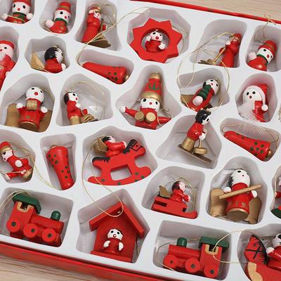 Wooden Craft Gift Box Pendant Christmas Tree Children Gift Set Decorations