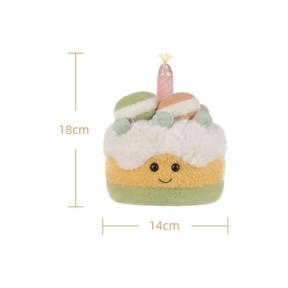 Apricot Lamb Macaron Birthday Cake Plush Toy for Boys and Girls, Soft, Cute, Fluffy, 18cm