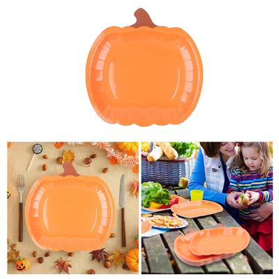 20Pcs Halloween Disposable Plates Multi-Purpose Pumpkin Grimace Plates Smile Pumpkin Paper Plate for Home Kitchen/Picnic/Outdoor
