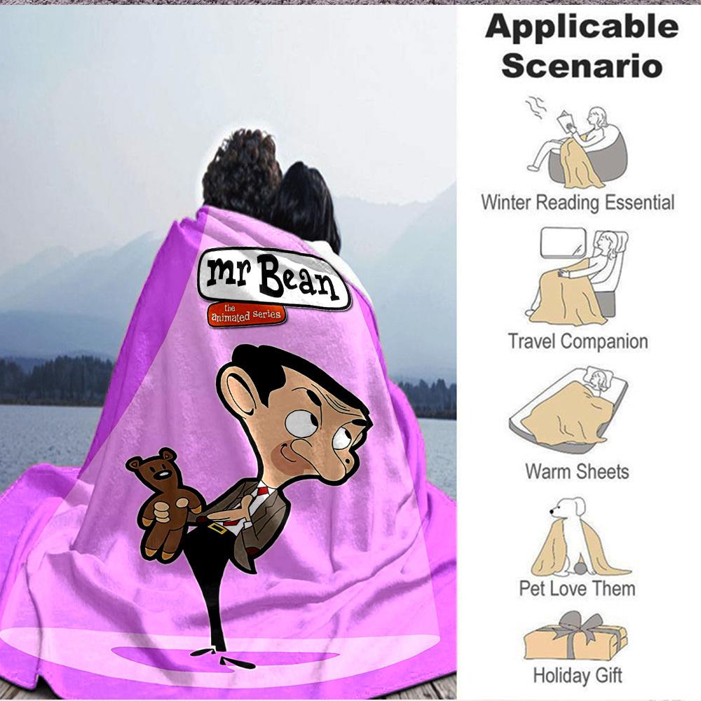 1pc Mr Bean, Animated Series Blanket Versatile for Couch, Office Bed