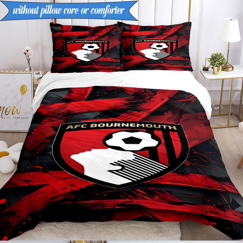 3PCS Afc Crest Bournemouth Printed Soft Bedding Set,Including 1pc Duvet Cover And 2pcs Pillowcases Perfect for Bedroom, Dormitory, Fan gift