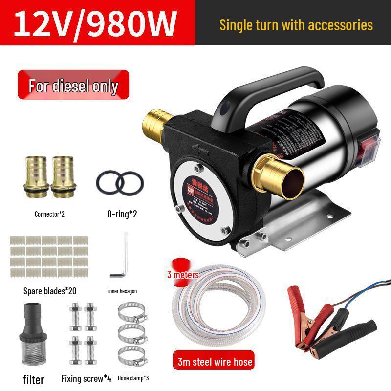 Universal 12V/24V Electric Diesel Oil Transfer Pump - Small, Large Flow, Self-Priming Oil Extractor