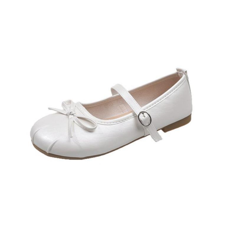 Bow Light Mouth Single Shoes Summer New One-word Belt Mary Jane Shoes with Skirt Women's Shoes
