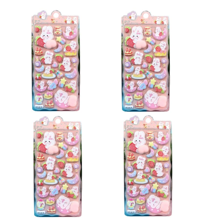 4 Sheet  3D Cute Animal Butt Stickers, Stress Relief Puffy Squishy Sticker for DIY Scrapbook Guitar Phone Case Laptop Decal