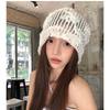 Fashion Flower Head Cap Girl Spring Summer Pile Cap Crochet Pullover Skull Hat Breathable Hollowed Turban Hat