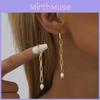 Luxurious Geometric Gold Plated Copper Earrings With Faux Pearl For Chic Outfits