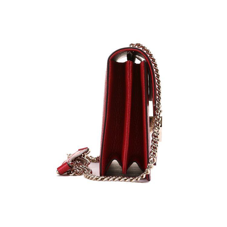 Gucci Interlocking G Leather Chain Crossbody Bag In Red For Women Daily Use
