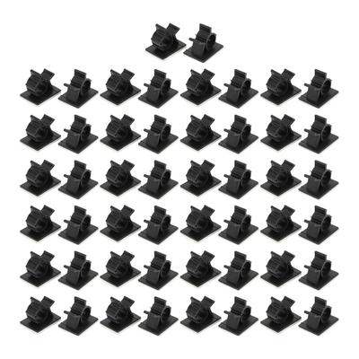 50pcs Clips de Gestion de Câbles Réglables Adhésifs en Nylon Organisateur de Câbles Noir