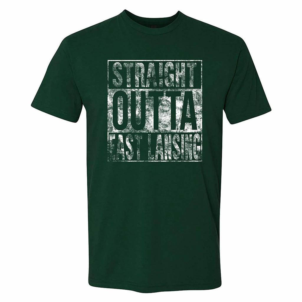 Straight Outta East Lansing Baseball Football - Premium Cotton T Shirt
