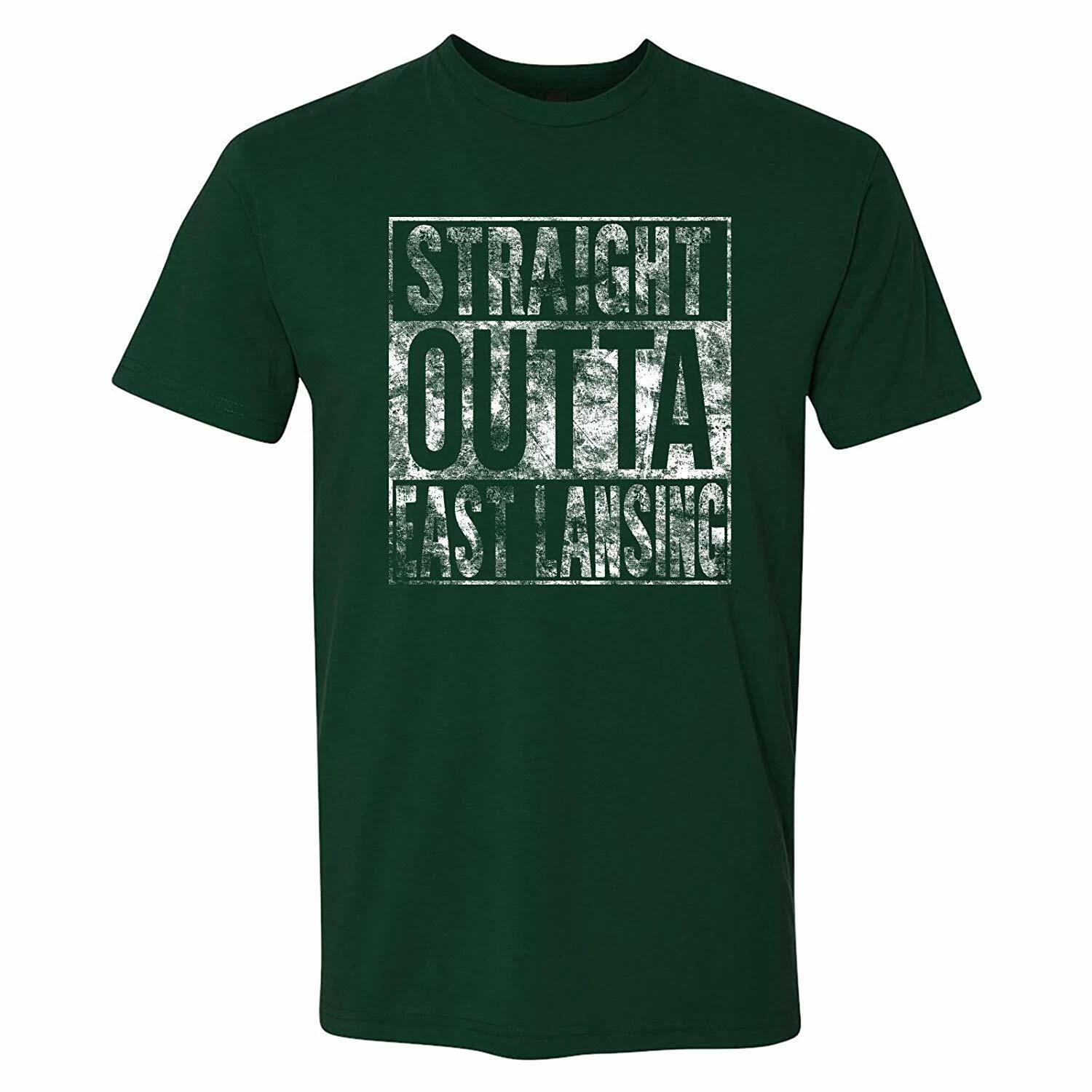 Straight Outta East Lansing Baseball Football - Premium Cotton T Shirt XL