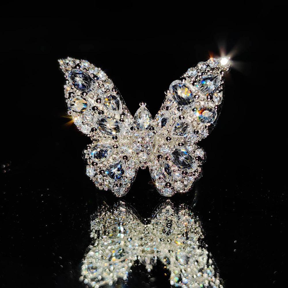 Elegant Bow Design with Micro Paved Zirconia Stones Sweet and Cute Butterfly Adjustable Finger Ring for Girls