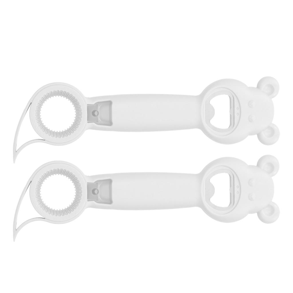 2Pcs 4?in?1 Can Opener Universal Portable Manual Drinking Beverage Bottle OpenerWhite