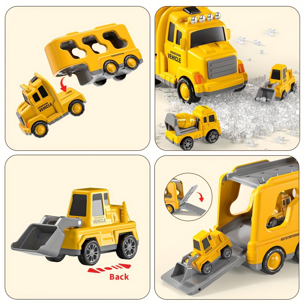 Engineering Vehicle Toys Suitable for Children Over 2 Years Old, 5in1 Engineering Transport Vehicle Toy Set,Friction Power Vehicle,Festival Toy Gifts
