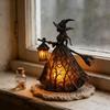 Lampada strega gotica di Halloween statuetta in resina, ornamento da scrivania divertente con luce calda, statua di strega illuminata per la decorazione della casa, illuminazione accogliente per comodino e tavolo
