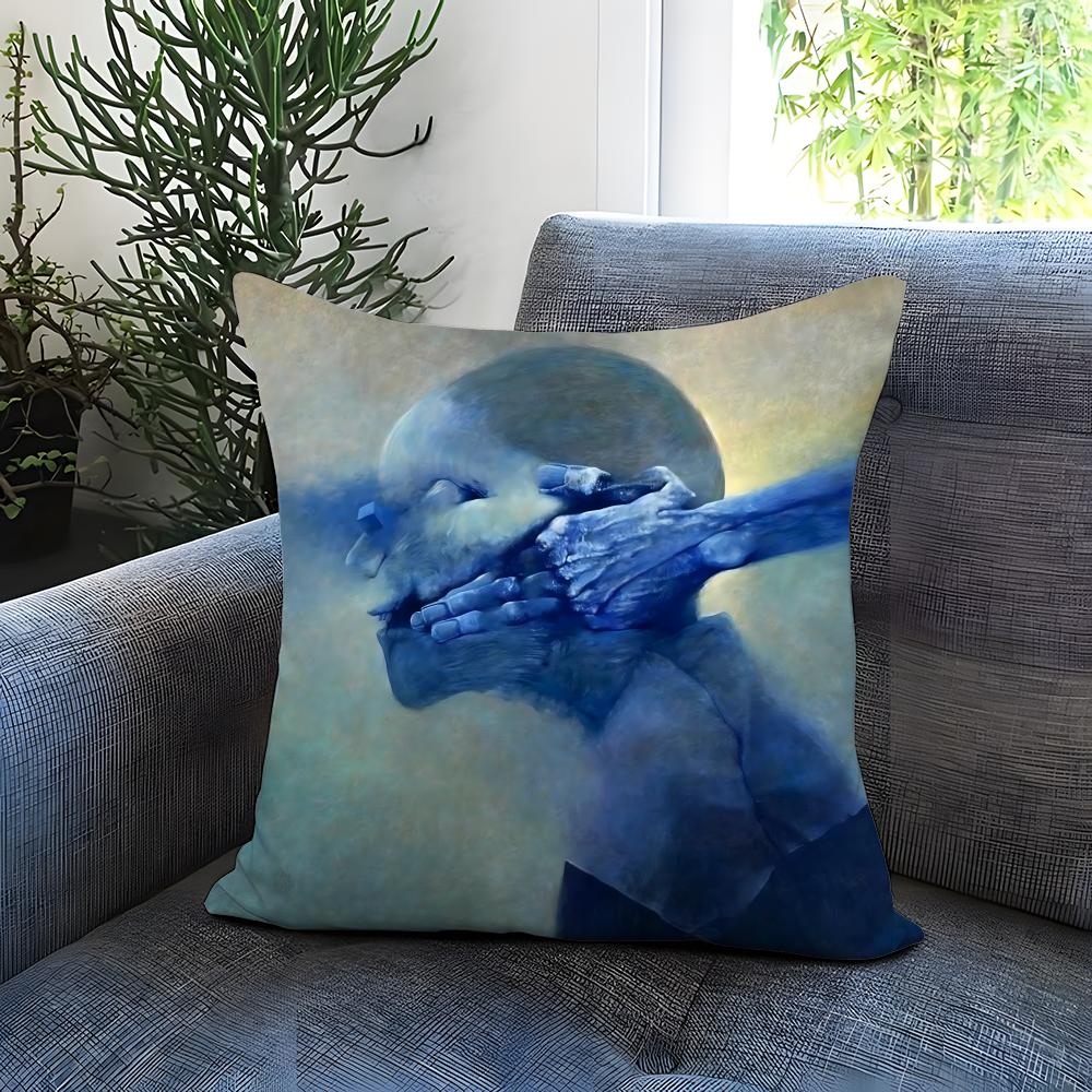 Art Z-Zdzislaw Beksinski Cushion Cover Comfortable Reversible Pillow Cover Ideal for Car Sofa Bedroom & Beyond