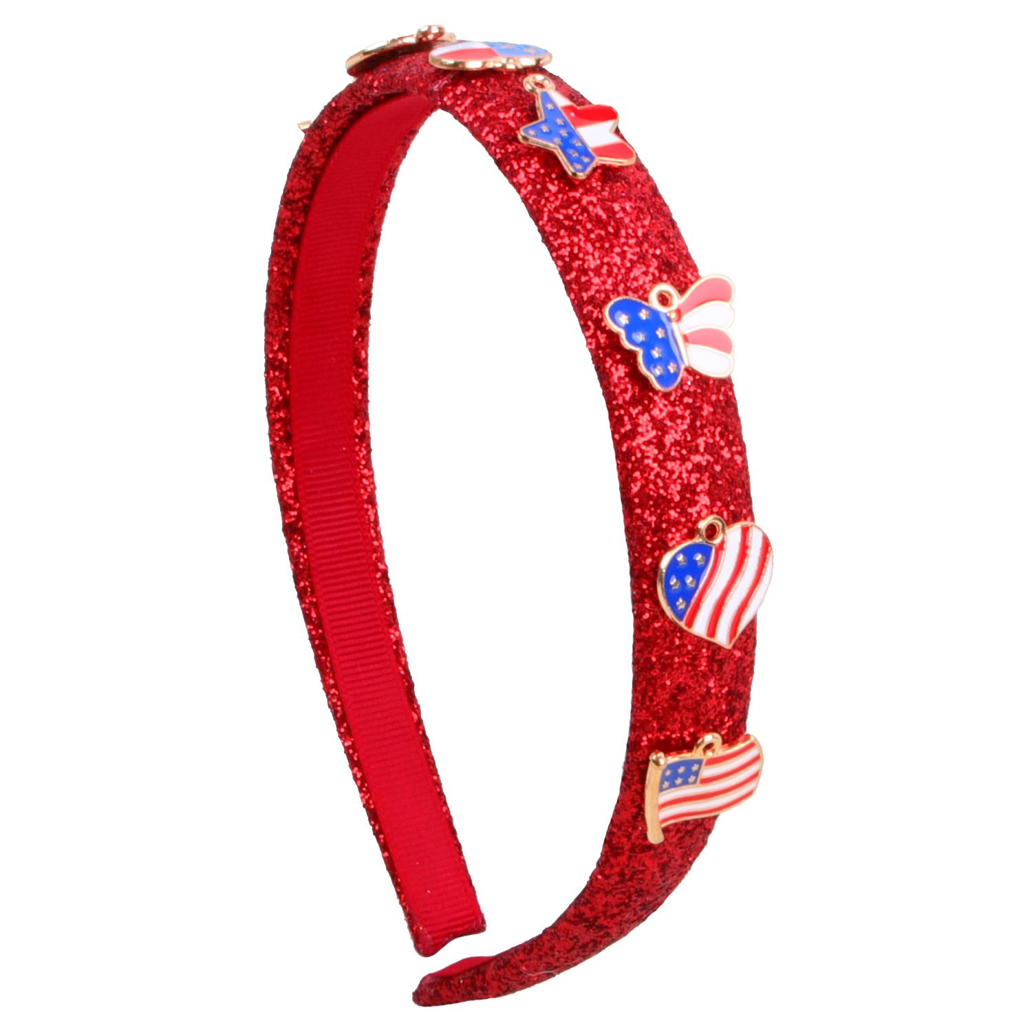 

1PC USA Independence Headbands for Girls Alloy Flag Print Hairband Glitter Headbands Headwear Girls Kids Hair Accessories