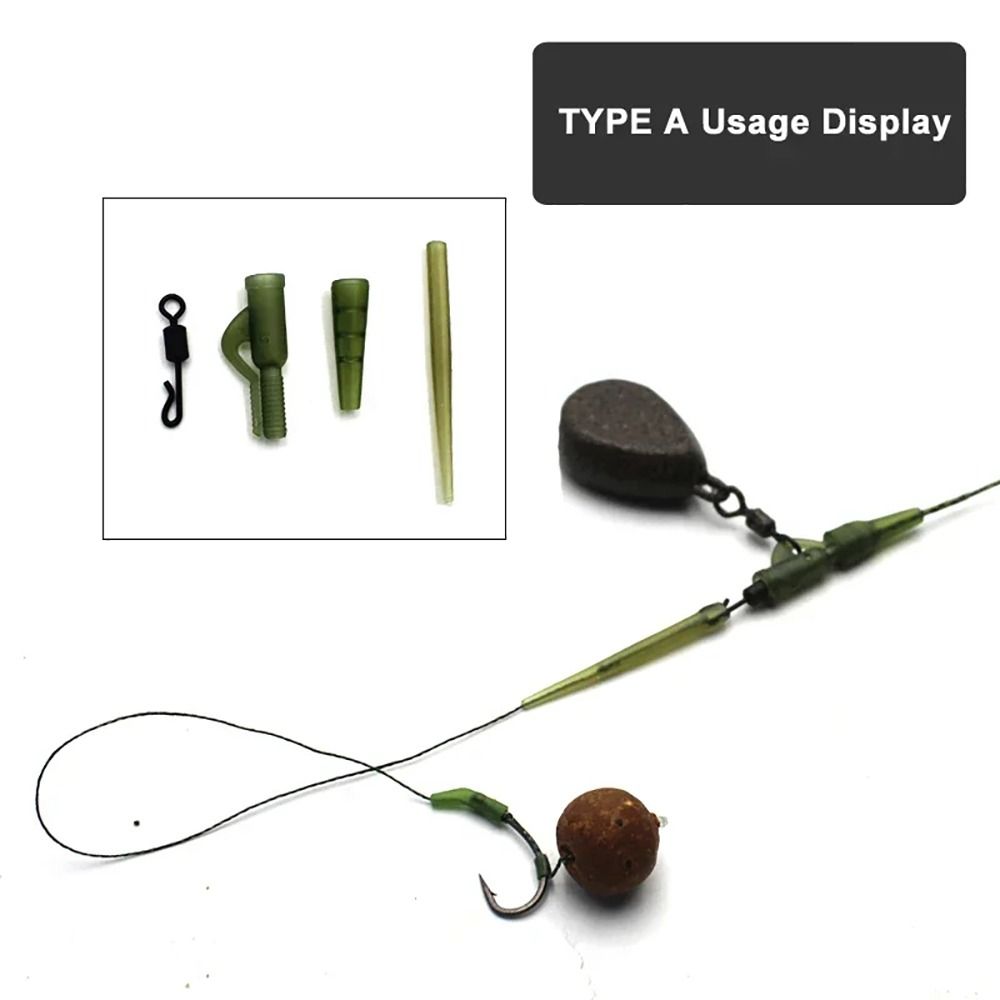 40Pcs/lot Carp Rig Coarse Quick Change Swivels Tail Rubber Cone Anti Tangle Sleeves