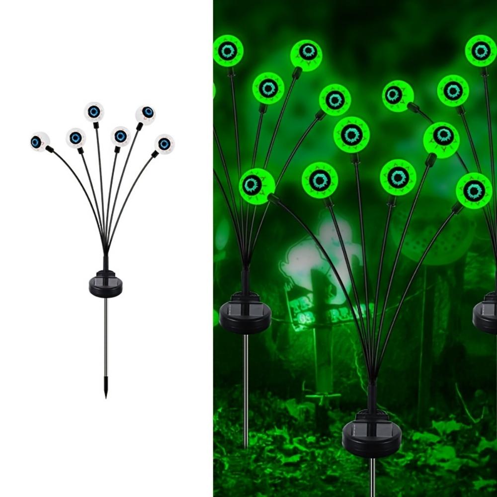 Horror Augapfel Solar Gartenleuchte Halloween Dekoration Außen Schwingende Glühwürmchen, Geisterlichter Solar für Rasen, Terrasse, Partydekoration