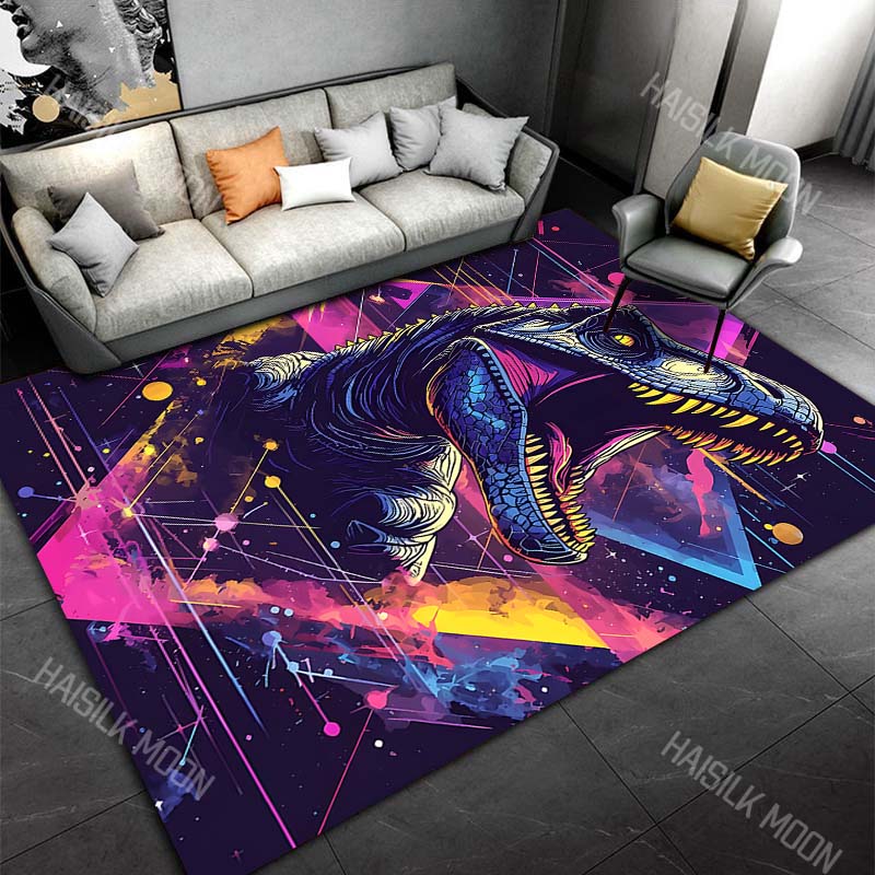 

Neon dinosaur roaring Print Carpet Rug for Living Room Bedroom Sofa Doormat Home Decor Non-slip Floor Mat 40x60cm