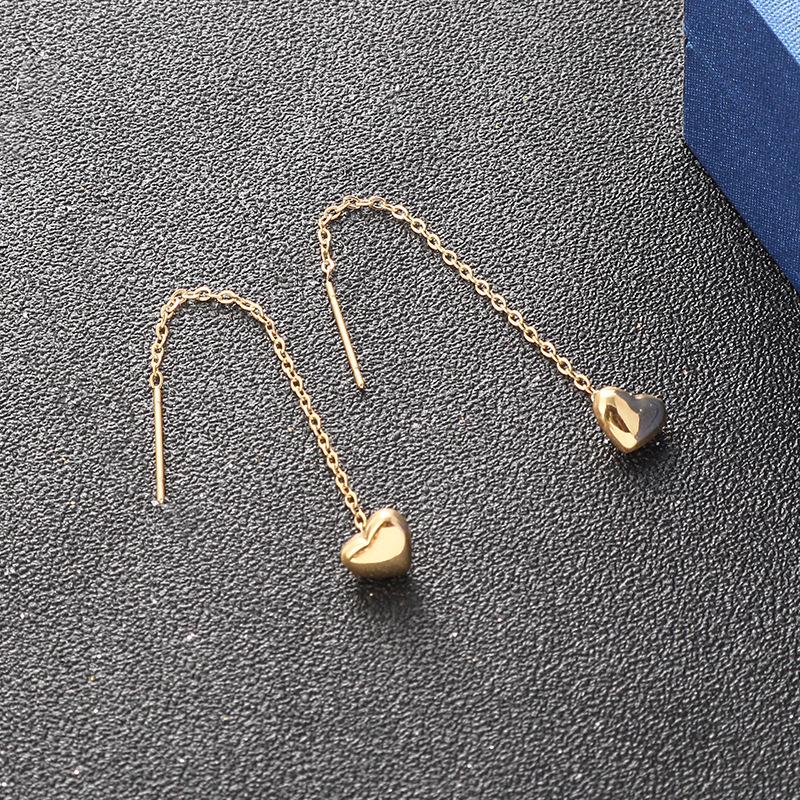 18K Gold Plated Titanium Steel Heart Earrings for Women