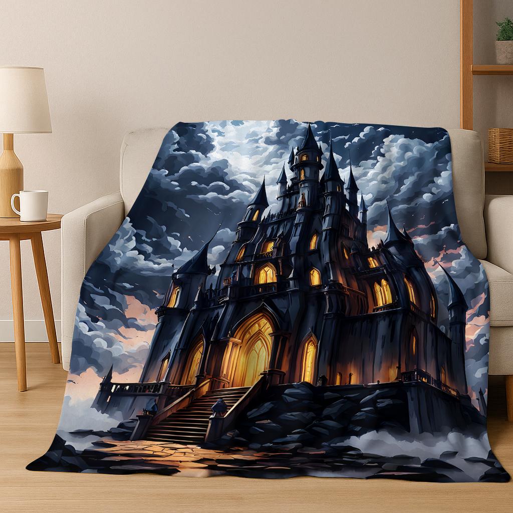 Medieval Dream Castle Flannel Blanket Soft Warm Blanket for Bedroom Living Room Bed Travel Camping Picnic Gift