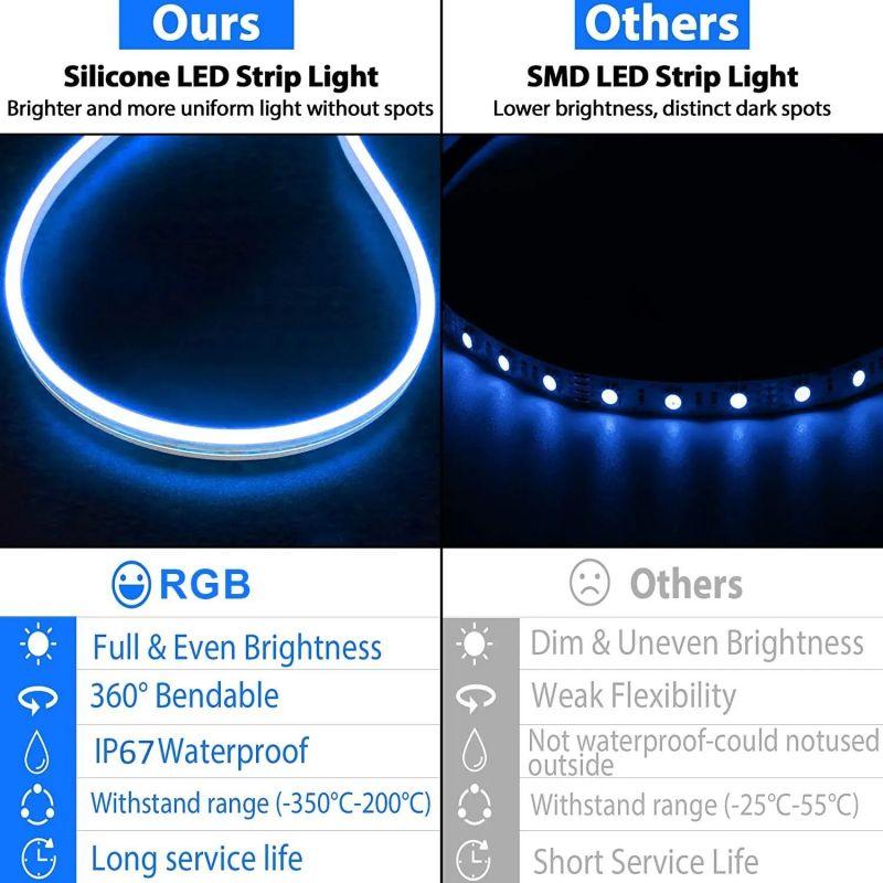 LED Flexible Silicone Neon LED Sign Light RGB Strip Lamp Rope Waterproof Dimmable Remote Control USB 5V SMD 3535 108Leds/M Decor