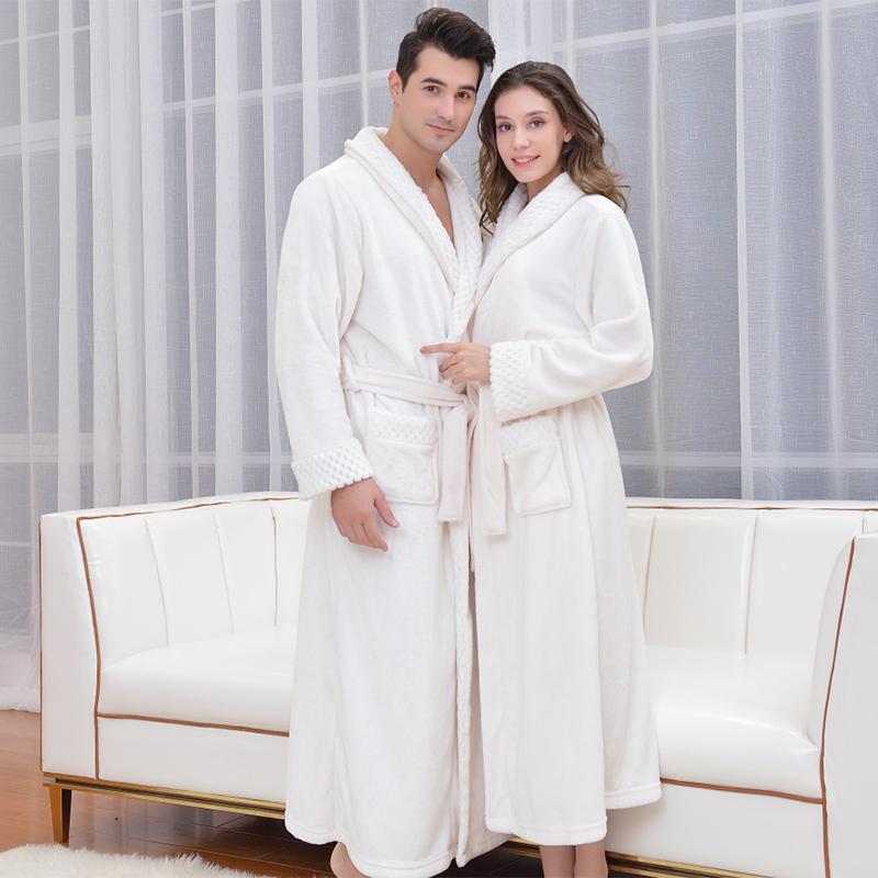 New Winter Thickened Robe Couple Pajamas Multi-Coloured Flannel Bathrobe Absorbent and Warm Soft and Comfortable