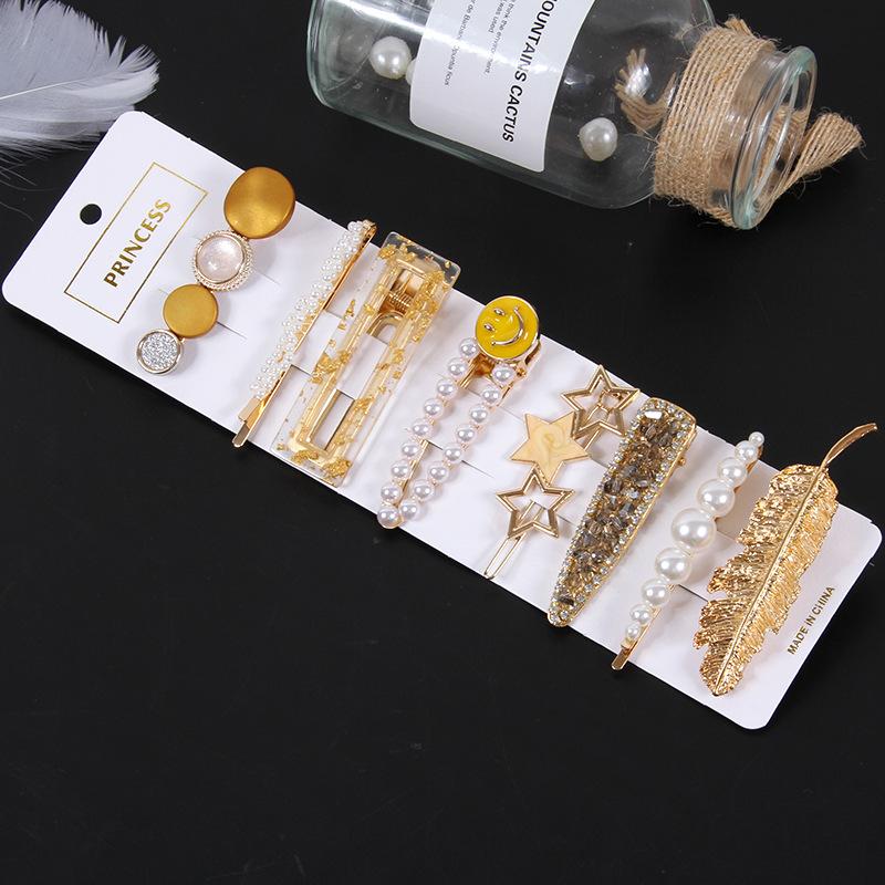 High End Pearl Material Heart Star Cute Women Girls Hair Accessories Gift Princess Women Hair Clips Set