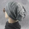 New Warm Winter Knitted Hat Unisex Baggy Wool Cap Crochet Striped Ski Cap Women and Men