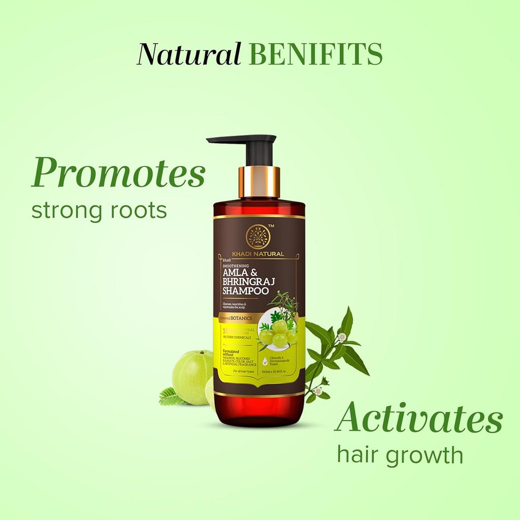 KHADI NATURAL Amla Bhringraj Shampoo Sanfte Haarreinigung Für Weiches Glattes Haar Geeignet Für Alle Haartypen 310 ml