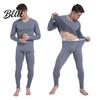 Anti-static Thermal Suit Plush Lined Underwear Set Winter Men 2 Pcs/Set V Neck Seamless Long