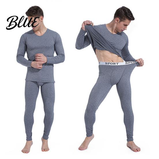 Anti-static Thermal Suit Plush Lined Underwear Set Winter Men 2 Pcs/Set V Neck Seamless Long