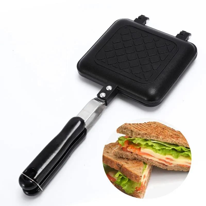 Double-Sided Sandwich Fry Pan Non-Stick Grill Frying Pan Aluminum Alloy Sandwich Maker Waffle Pancake Baking Barbecue Oven Mold