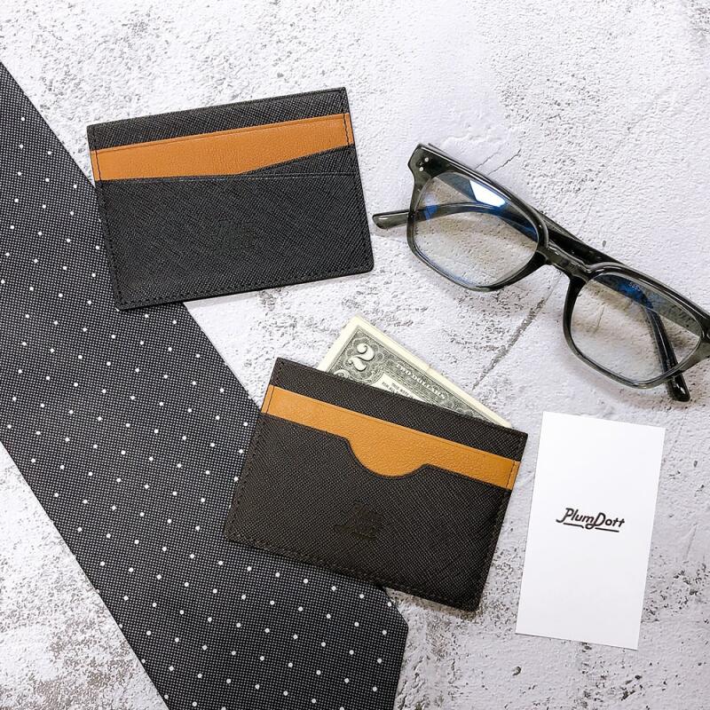 Plum Dot MA2 MA3 Calfskin Saffiano Simple Card Wallet
