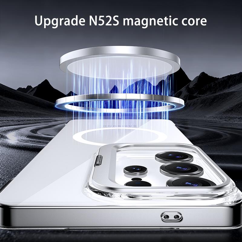 Lens Kickstand Frameless Clear Phone Case for Samsung Galaxy S26 S25 Ultra S26 Plus S24 FE for Magsafe Magnetic Protect Cover