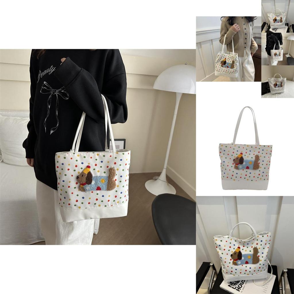Trendy White Pu Tote Bag For Women Spacious Vintage Crossbody Handbag