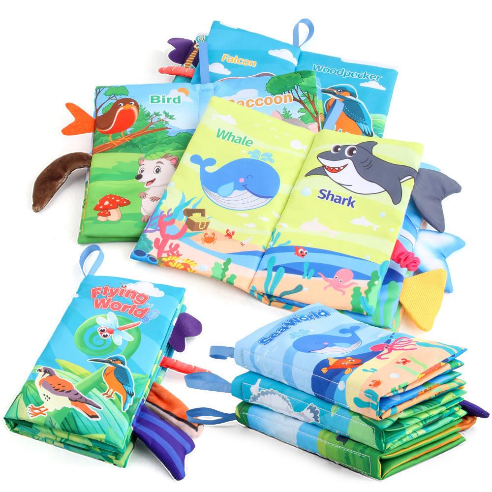 Baby Ocean Forest Flying Animal Tail Cloth Book Early Education Toy With Rustling Paper