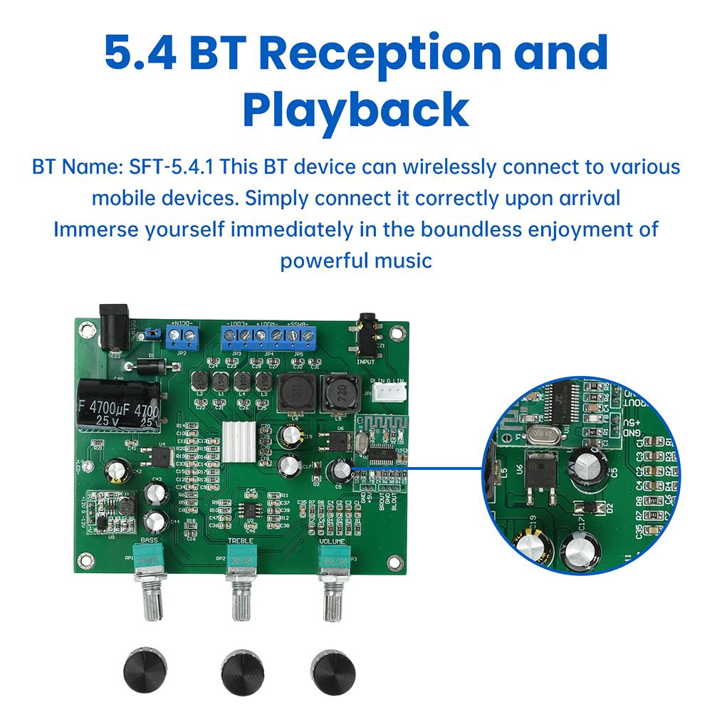 DC 9-18V 2.1 Channel Bt 5.4 Digital Amplifier Board High-Power 2 * 15W+30W Fever Subwoofer Module